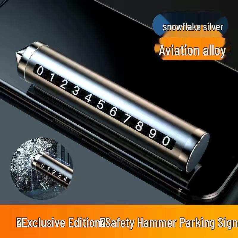 Multi-Function Car Phone Number Holder & Safety Hammer