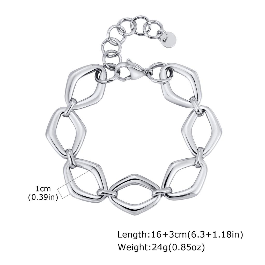 Stainless Steel Geometric Rhombus Handmade Chain Gold Bracelet Fashion Accessories Ladies 2529