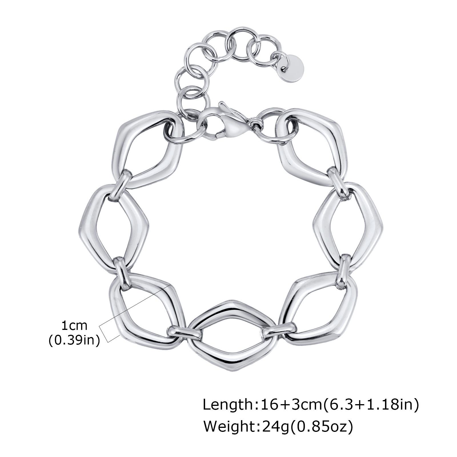 Stainless Steel Geometric Rhombus Handmade Chain Gold Bracelet Fashion Accessories Ladies 2529