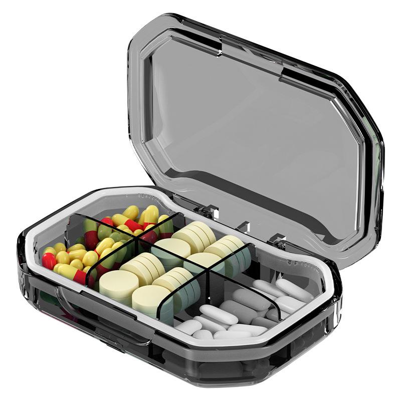 Compact Moisture-Proof Pill Box with Multi-Compartments for Odor Separation and Transparent Medicine Storage