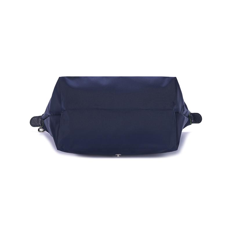 Longchamp Le Pliage Series Solid Color Short Handle Zipper Button Canvas And Leather Dumpling Tote Bag Small Women Tote Bags Navy-Blue 1621919P68