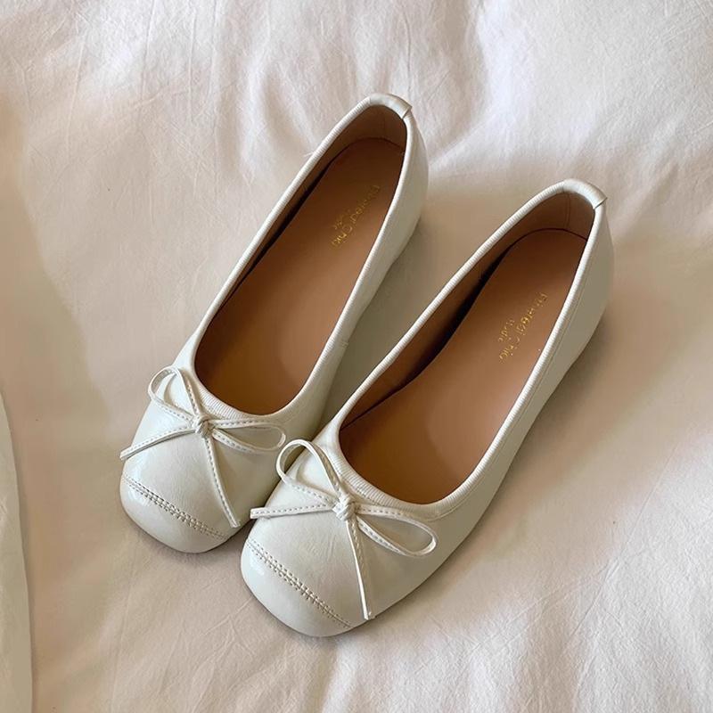 Fashion Versatile Small Single Shoes Women's Shoes Spring and Autumn 2025 Summer Bow Red Ballet Shoes