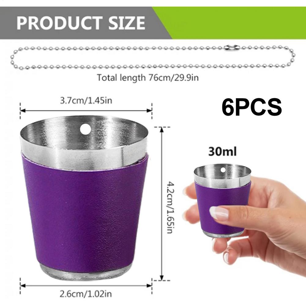 Shot Glasses With Beaded Chain Stainless Steel Wine Necklace Portable Stainless Steel Wine Glasses Set Of 6 For Bachelor Party