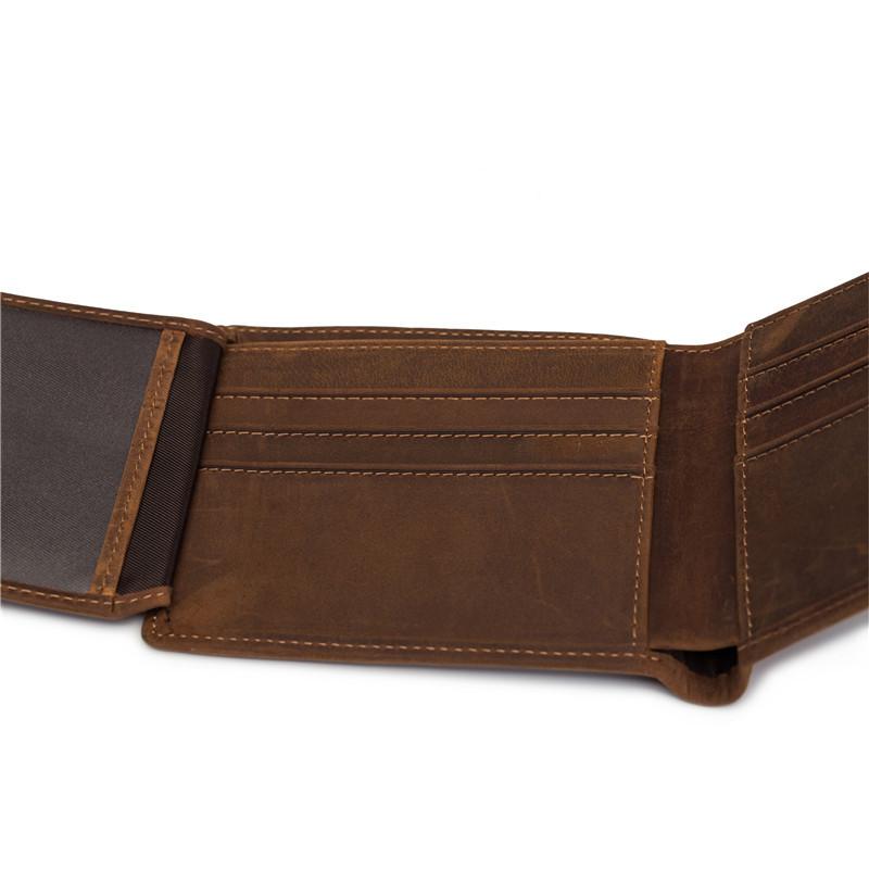 Hot Selling Men's Genuine Leather Wallet with Top Layer Cowhide and Crazy Horse Leather Wallet