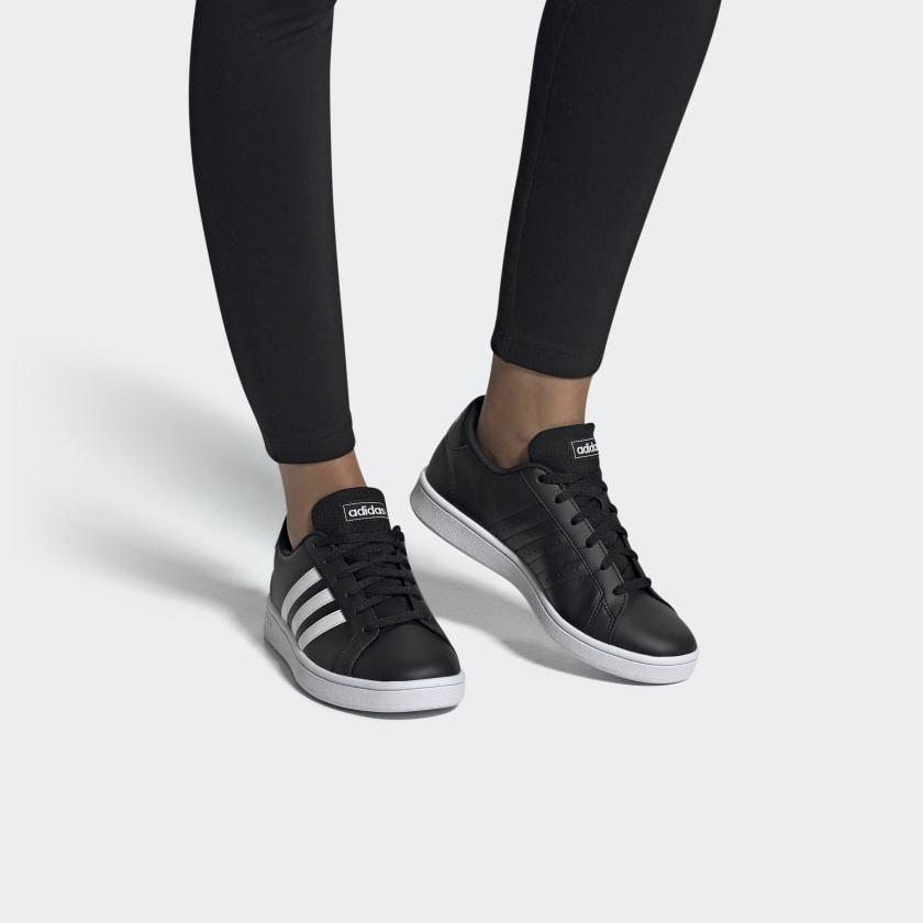 Adidas  Grand Court Base Black White Women Sneakers Core-Black Cloud-White EE7482