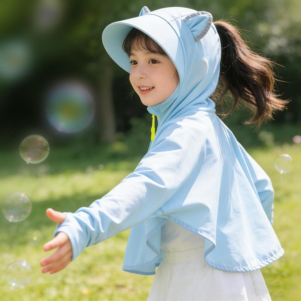 UPF50+ Kids Sun Protection Hooded Summer Jacket - Lightweight, Breathable, Anti-UV, Ice Silk Fabric