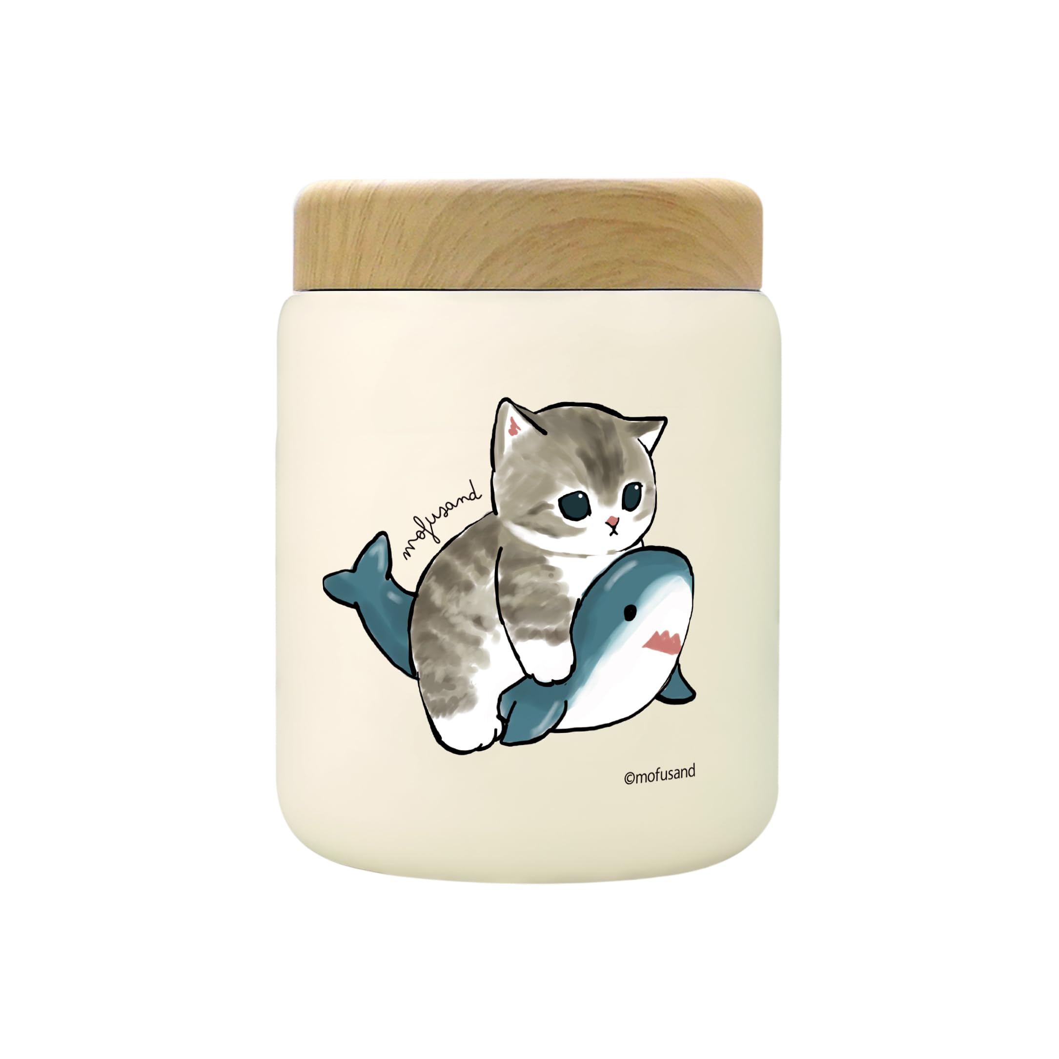 

mofusand Double Vacuum Stainless Steel Soup Pot 400ml Lunch Jar Thermal Insulation for Commuting to School or Cute Cat [Shark Nyan] 53-2156