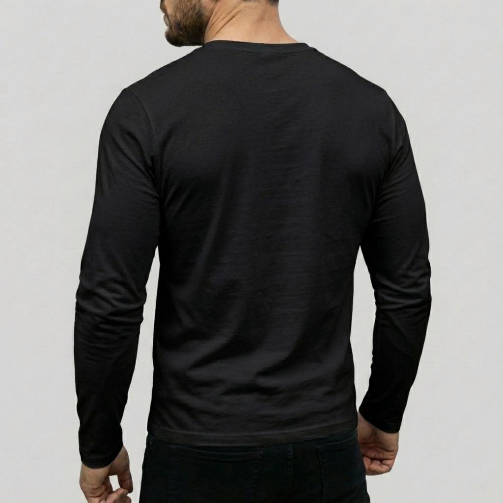 Herren Casual einfarbiges Basisshirt, Herren Sportoberteil mit Rundhalsausschnitt und langen Ärmeln