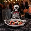 Halloween Party Supplies Skeleton Decorative Tray, Gothic Storage Tray with Black Cape Red Desktop Jewelry Organizer Bow, Multifunctional for