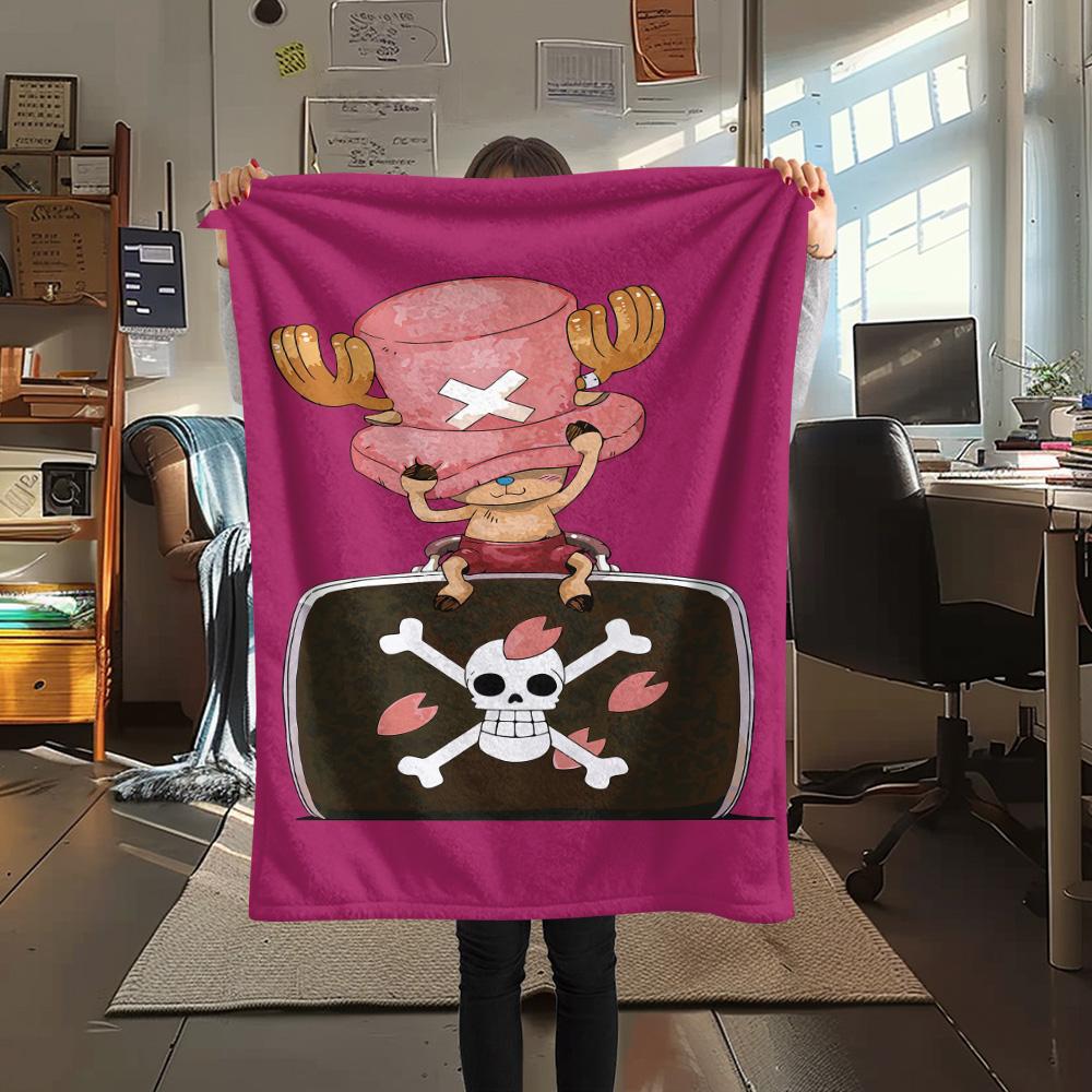 1 Stück One Piece Tony Tony Chopper Gemusterte Flanelldecke Geeignet für Alle Jahreszeiten Für Heimdekoration Wärme Und Komfort Geschenke Feiertagsgeschenk