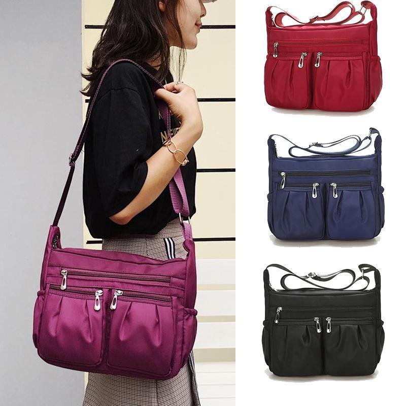 Genți de umăr pentru femei noi, la modă, pentru femei, geantă de nailon impermeabilă, cu fermoar, geantă Messenger