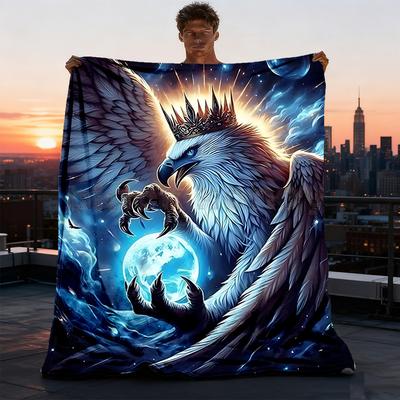 1pc Eagle, Fantasy Art Throw Blanket Polyester Fiber, Lightweight Flannel, Soft & Warm, All Season Use for Outdoor, Camping Digital Print