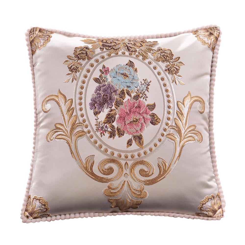 

Retro Cushion Cover 48*48cm Throw Pillow Case Decorative Jacquard Pillow Case Sofa Decor Style B Beige
