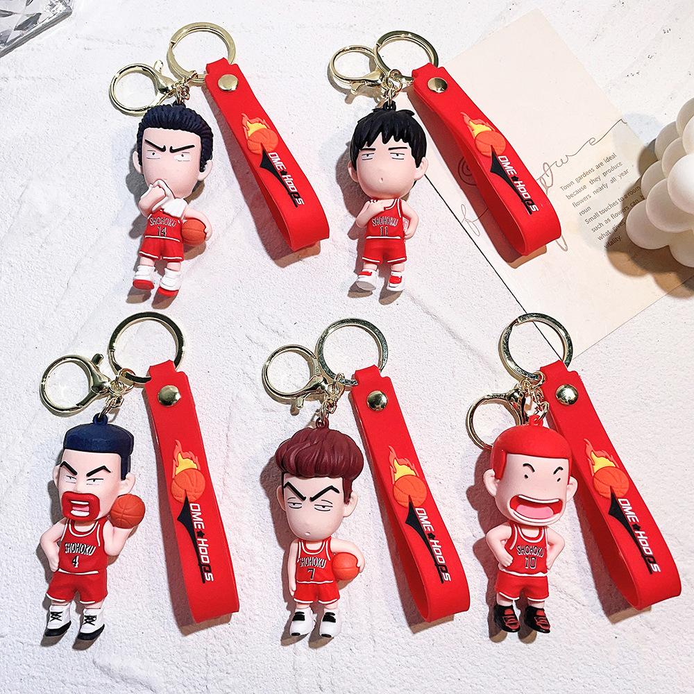 Kawaii Japan Anime Slam Dunk Sakuragi Hanamichi Keychains PVC Cartoon Figure Model Pendant Keyrings Figure Key Toys Gifts