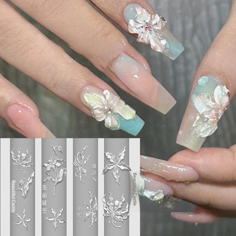 Flexible Silicone Nail Art Mold Lily Flower 3D  Template Reusable DIY Manicure Decoration for Nail Salon Use