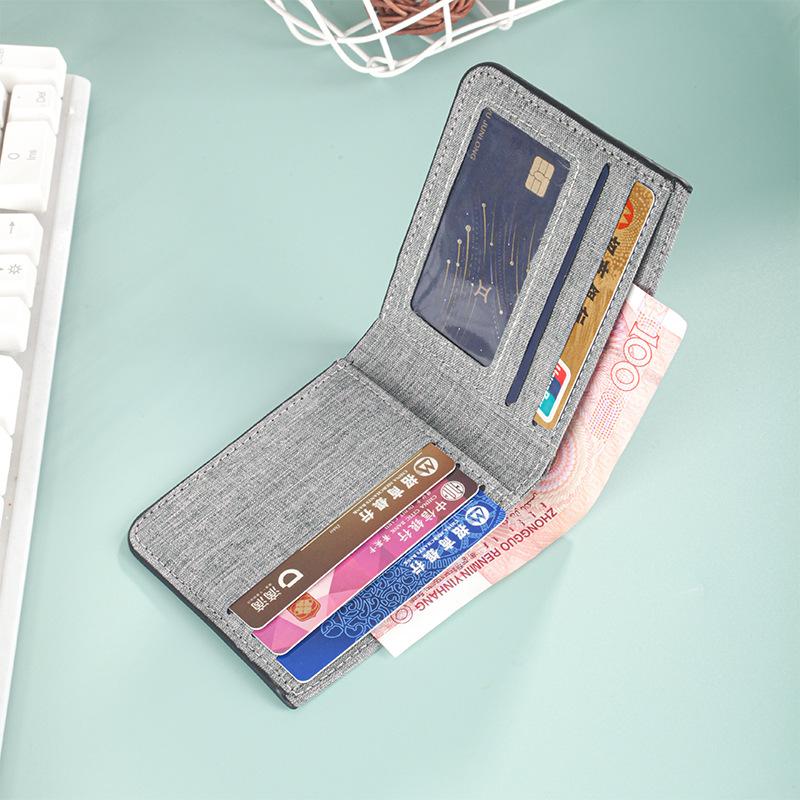 Men's short canvas wallet Men's small wallet Men's wallet Men's ultra-thin wallet Card bag