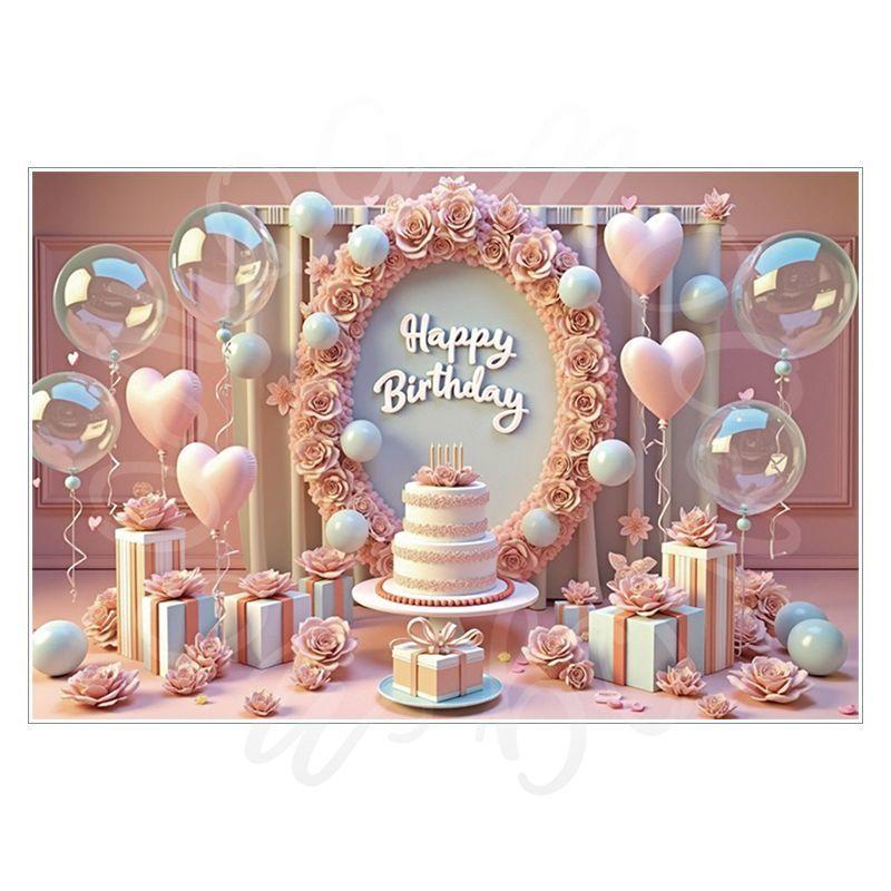 Pink Birthday Theme Party Decoration Backdrop Cloth - Party Decoration Scene Background Wall Hanging