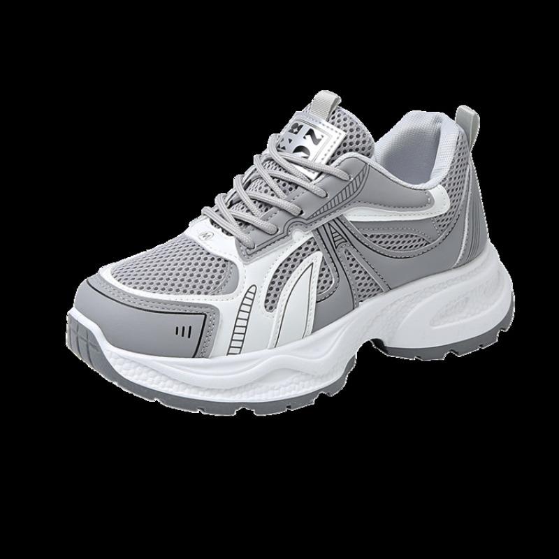 Campus style platform running shoes women's spring new color matching mesh dad shoes student sports shoes