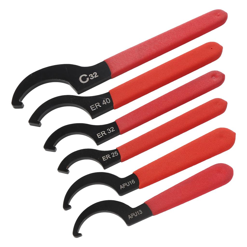 Juego de Llaves de Gancho Universales de 6 Piezas APU13 16 ER25 32 40 C32 Acero Ajustable Llave de Gancho de Amortiguador