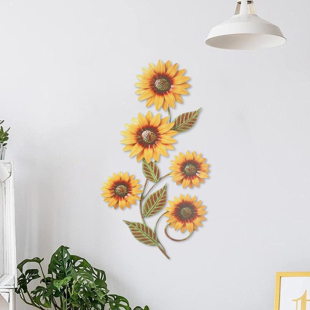 Fröhliches Ambiente 3D Metallkunst Vintage Sonnenblumen Dekor Wanddekoration