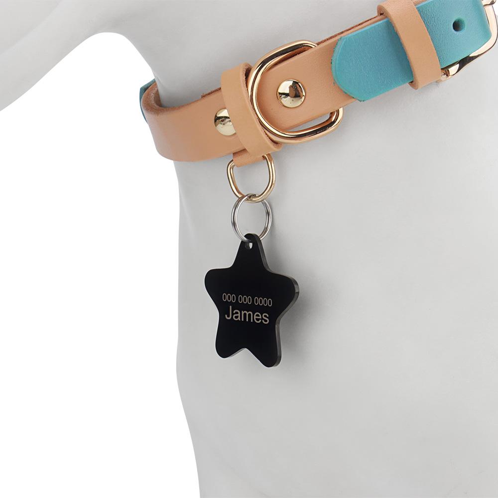 Pandantiv Stea Nume Personalizat Guler Animal de Companie Anti-pierdere Nume Personalizat Număr de Telefon Plăcuță de Identificare Gravată Accesorii DIY pentru Animale de Companie