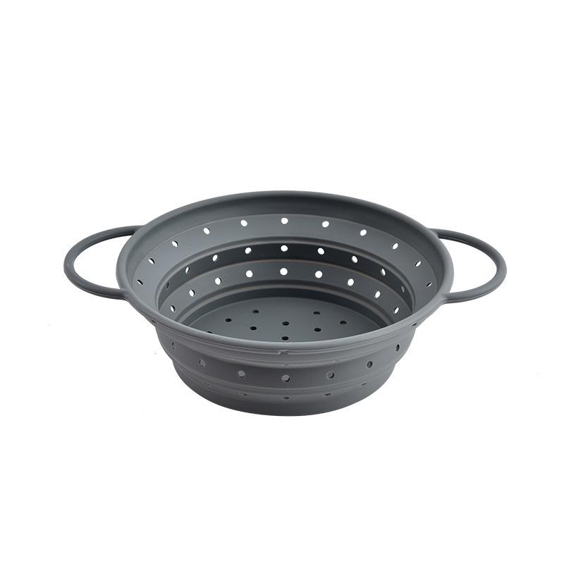 High-Temperature Resistant Silicone Foldable Kitchen Draining Basket for Washing Fruits and Vegetables