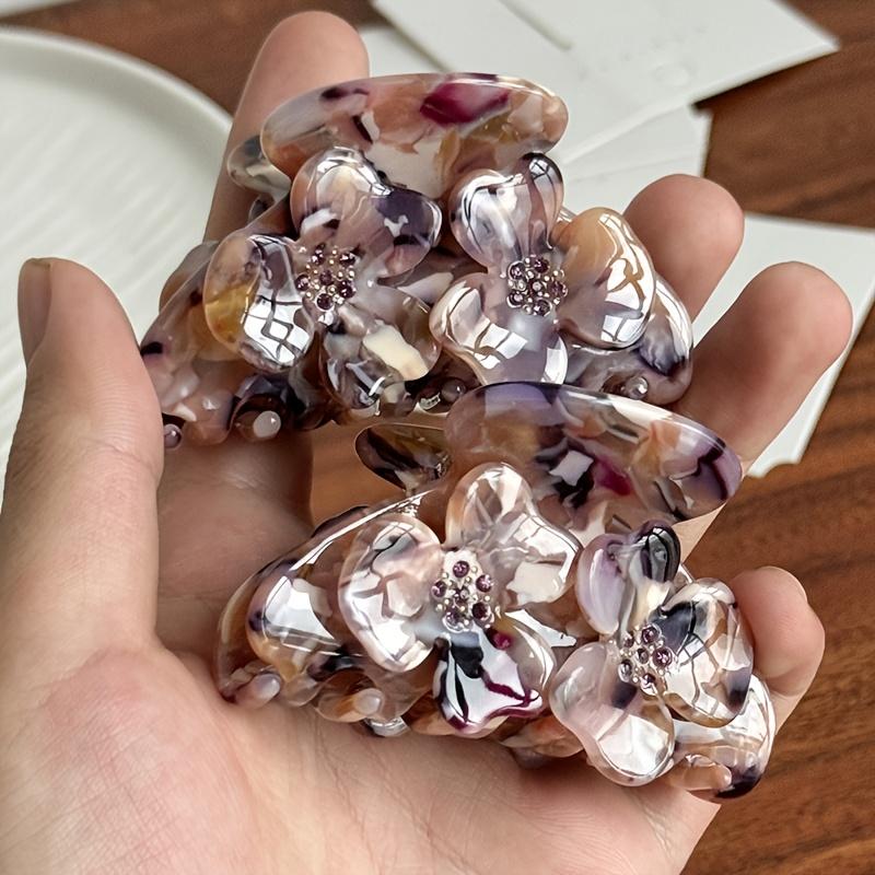 3D flower design, elegant contrast floral patchwork, portable daily hair clip, ideal holiday gift for women