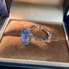 S925 Sterling Silver Aquamarine Ring for Women, European and American Style