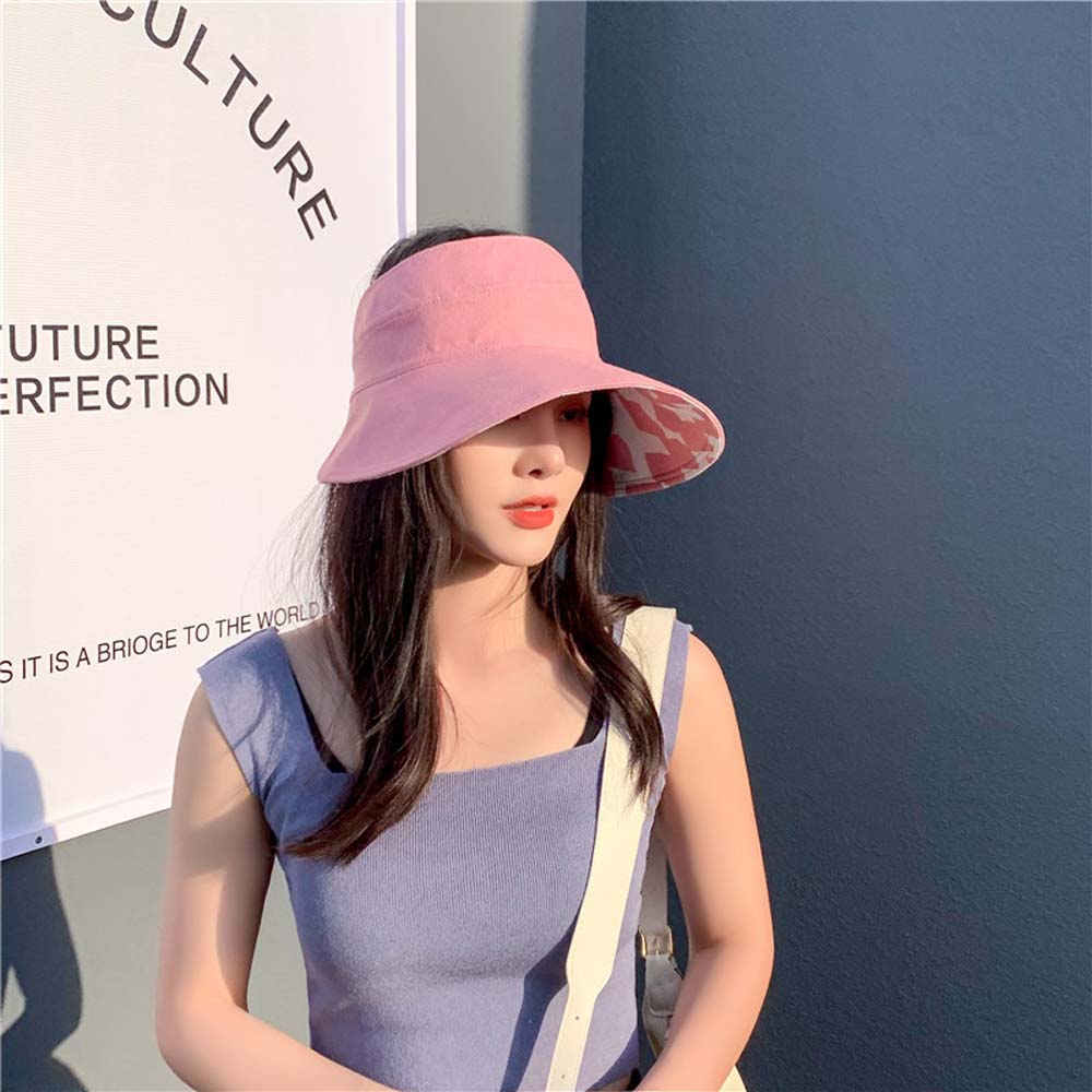 Personality Oversized Brim Anti-ultraviolet Square Cotton Beach Cap Sun Hat Empty Hat Double Sided