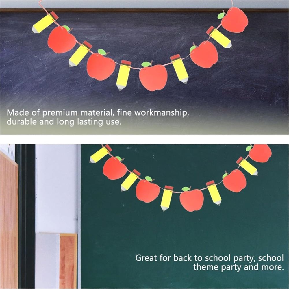    2 Sets Back-to-School Banner Party Flags – Colorful Pencil & Apple Hanging Decorations For Classroom, School Celebrations, Bulletin Boards         