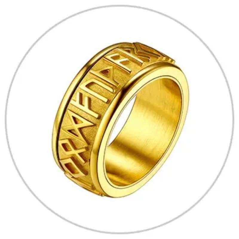 ChainsPro Inel Spinner cu Rune Vikinge Nordice din Oțel Inoxidabil Inel Fidget Rotativ pentru Bărbați Ameliorarea Anxietății