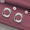 925 Sterling Silber Quadrat Runde Piercing Ohrringe Mode Hochzeit Schmuck