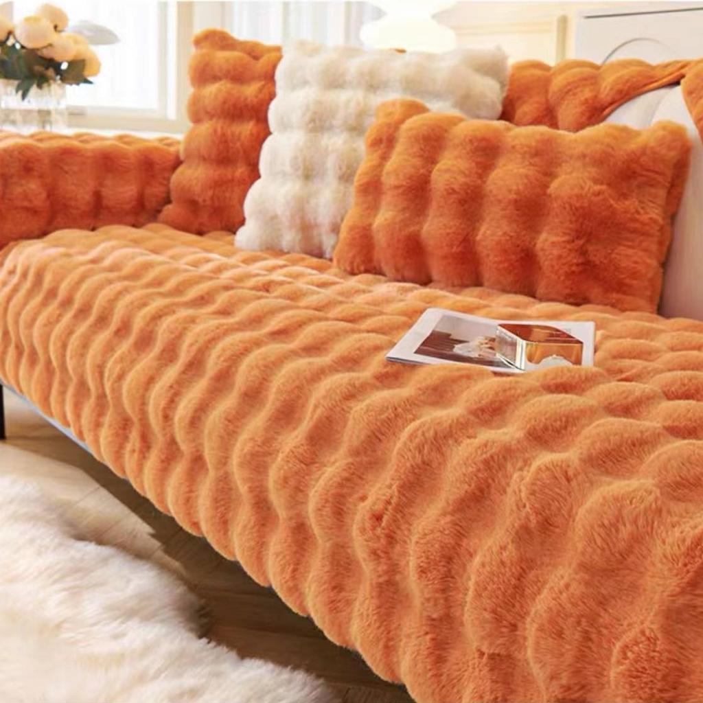 Thicken Imitation Rabbit Fur Plush Sofa Slipcover Non-slip  Soft Sofa Towel Couch Cushion For Living Room Modern Home Decor