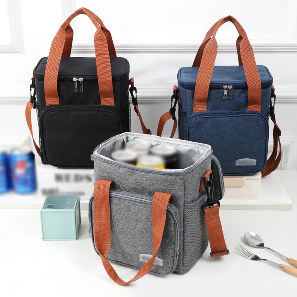 Portable Thermal Lunch Bag Picnic Food Cooler Bags Insulated Case Durable Waterproof Office Lunchbag Shoulder Strap Cooling Box
