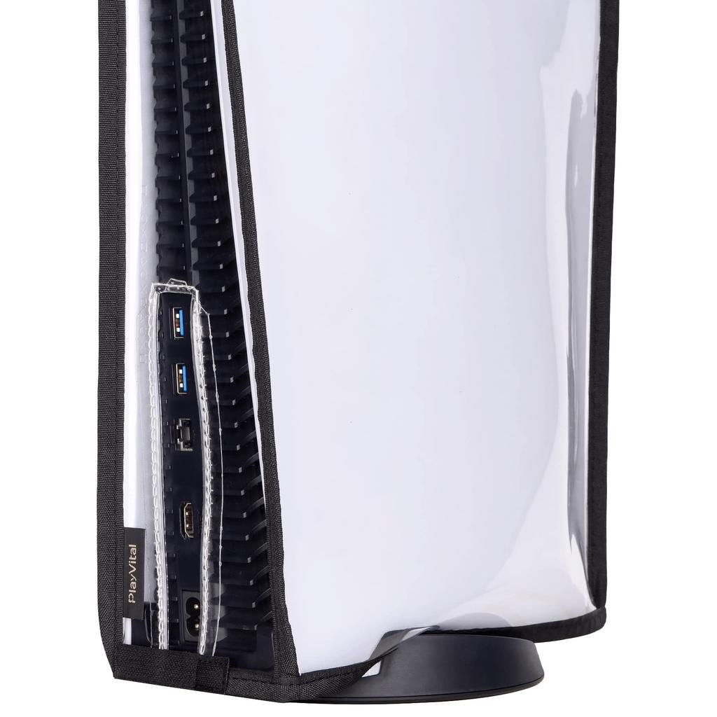 Husa de praf transparentă pentru PlayVital ps5 Husa de praf impermeabilă pentru husa ps5 poate fi aplicată la versiunea digitală și versiunea disc Consolă neagră,