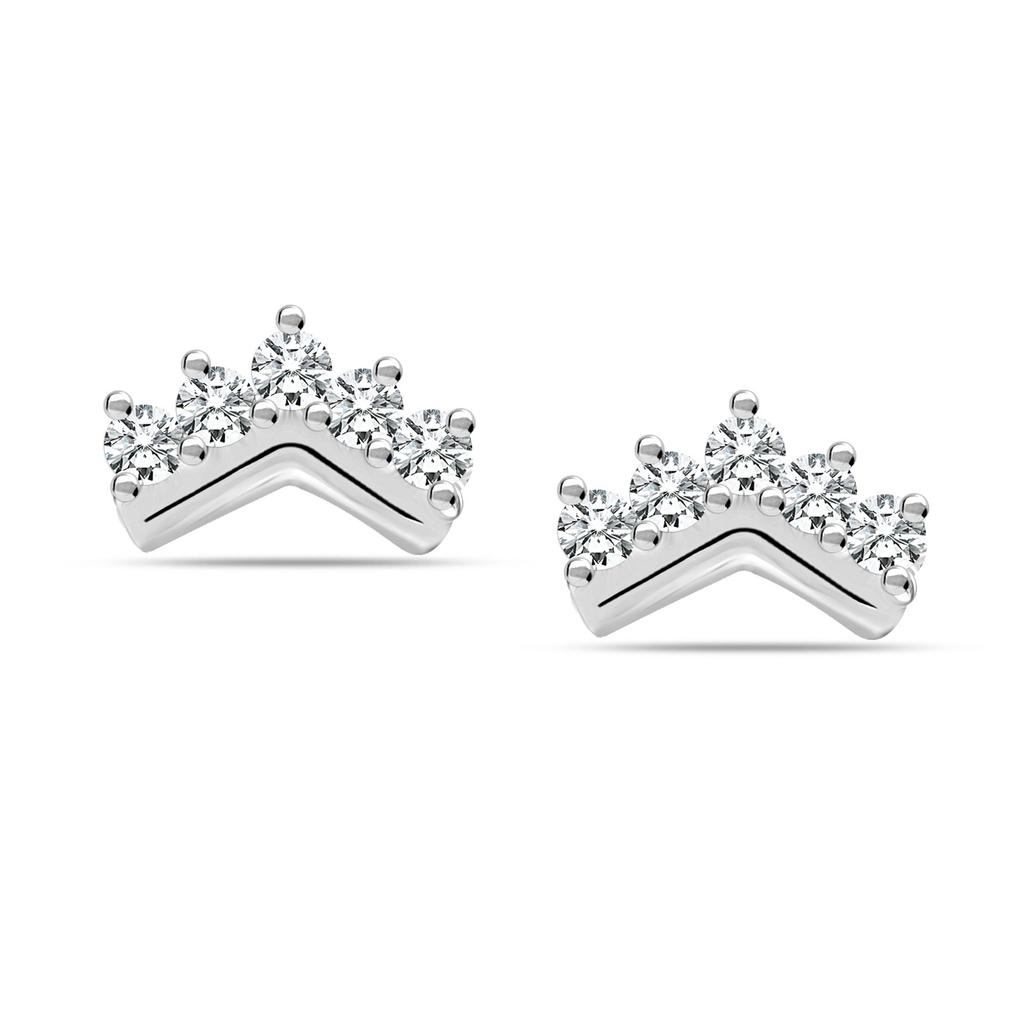 925 Sterling Silver Small Multi Zirconia Crown Stud Earrings