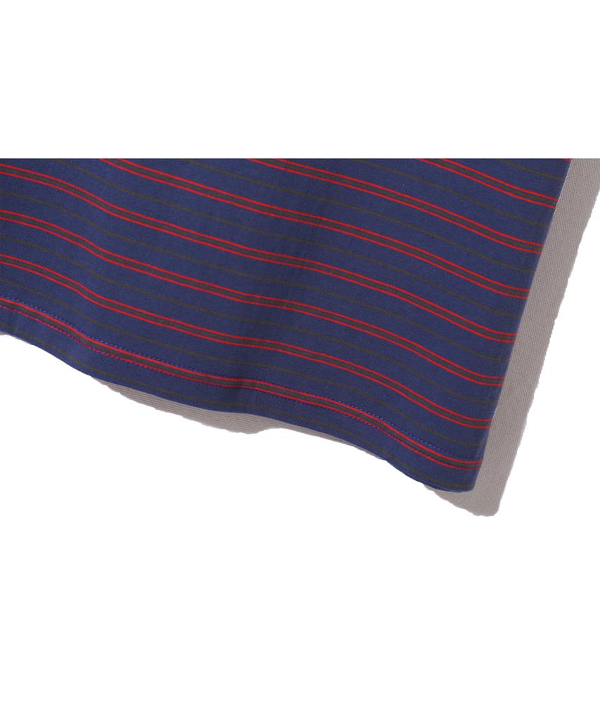 BASEMOMENT Striped Border Crop T-Shirt Blue
