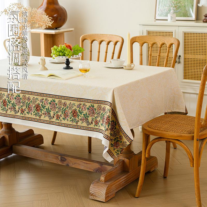 Pastoral Cotton And Linen Fabric Tablecloth Rural Embroidery Rectangular Tablecloth Coffee Table Cloth Modern Simple Dining Table Cloth