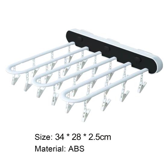 Úložný stojan Nástěnný skládací ABS silný samolepicí věšák na oblečení pro domácnost