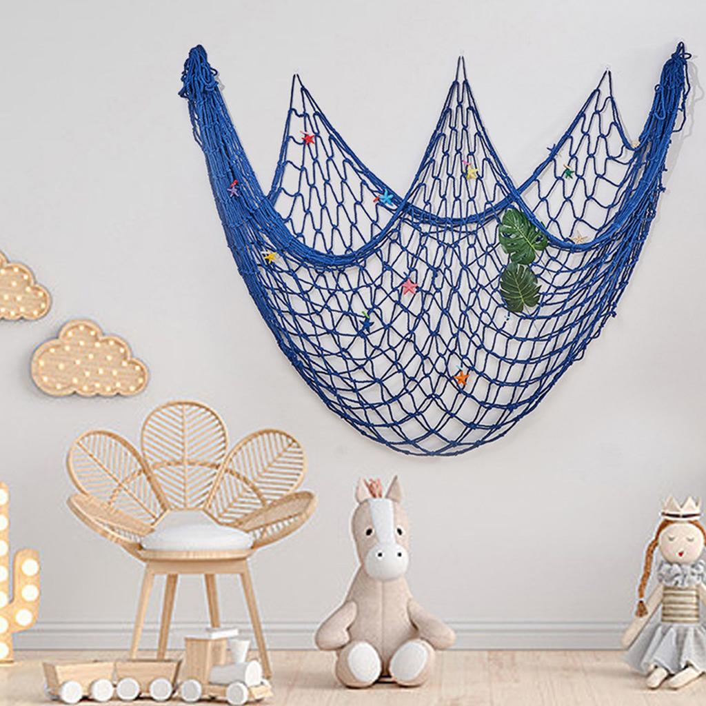 Coastal Charm Cotton Fishing Net Decoration Sea Inspired Wall Art for Living Room and Bedroom 59x79in