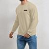 Men's Long-sleeved Plaid Shirt Men's Round Neck Solid Color Sweatshirt Top