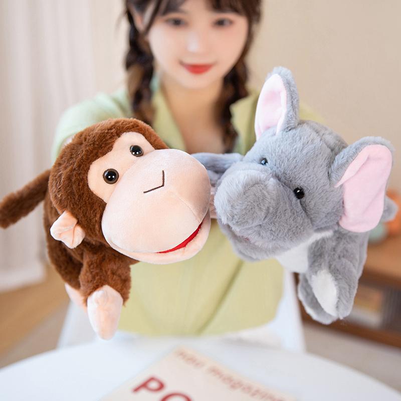 Stofftier Spielzeug Hand Finger Geschichtenpuppe Kawaii Puppen Lernspielzeug Löwe Tiger Elefant Affe Geschenke