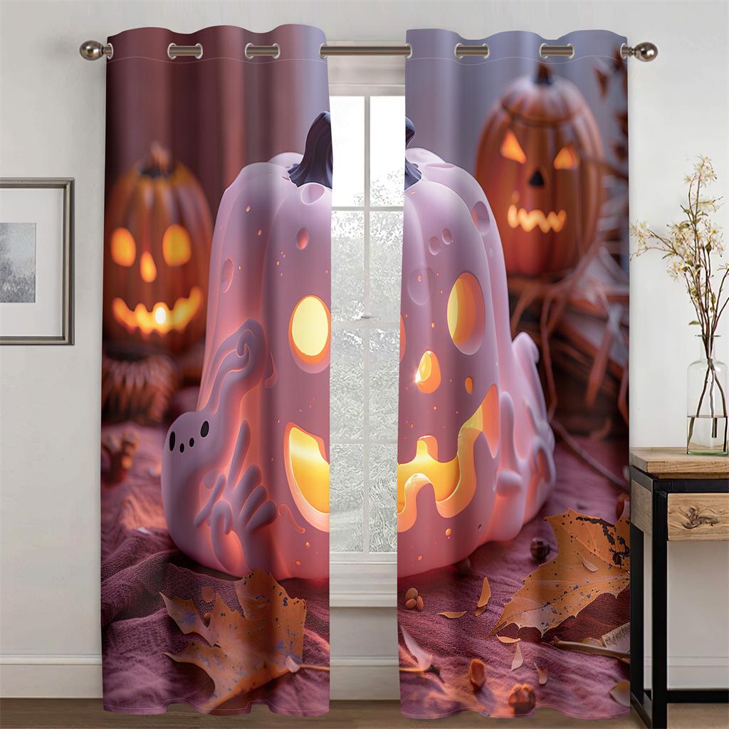 Cream Nan Gua Lamp Pink Lovely Terror Curtains Suitable for Children's Room Living Room Bedroom Kitchen Balcony Decoration 2 Pcs