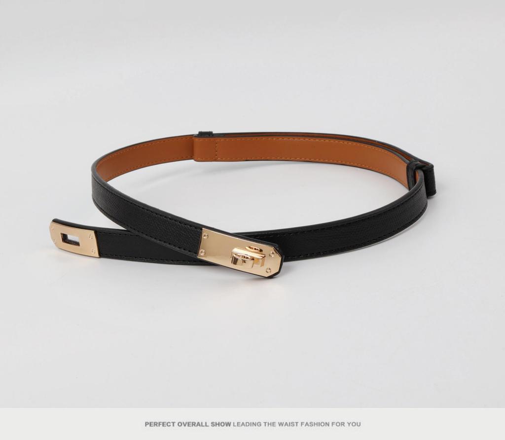 Women's Korean Style Grey Belt - Hole-Free Buckle, Fashionable, Versatile, Adjustable Thin Waistband, Decorative Skirt Accessory.