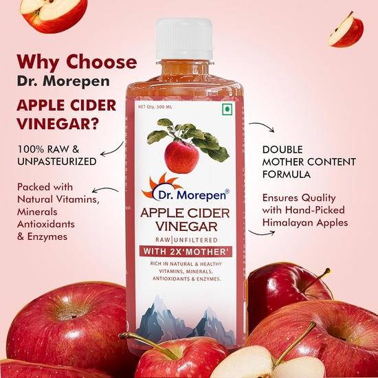DR. MOREPEN Apple Cider Vinegar | 100% Unpasteurized & Naturally Fermented | For Weight Management, Immunity, Skin & Hair | 500ML