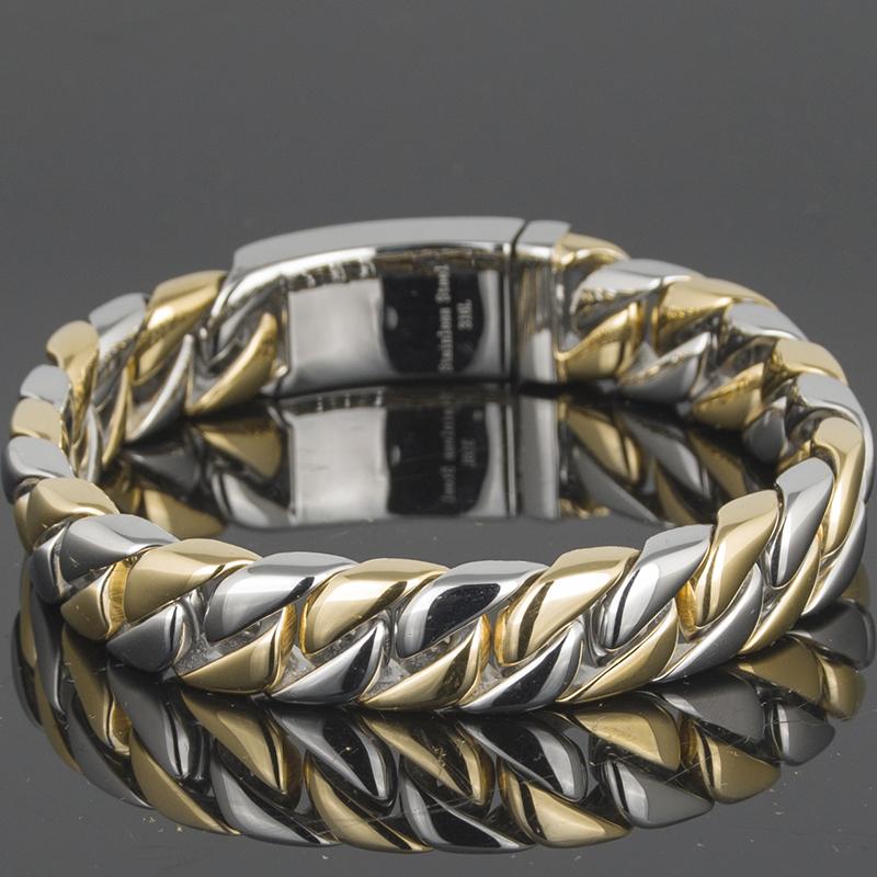 12MM Curb Chain On Hand Jewellery Polished Brushed 316L Stainless Steel Man Bracelet for Men Classic Men's Bracelets Male Strap