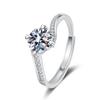 One Carat Six-Prong Moissanite Ring for Women - Internet Celebrity Style Live Broadcast Simulation