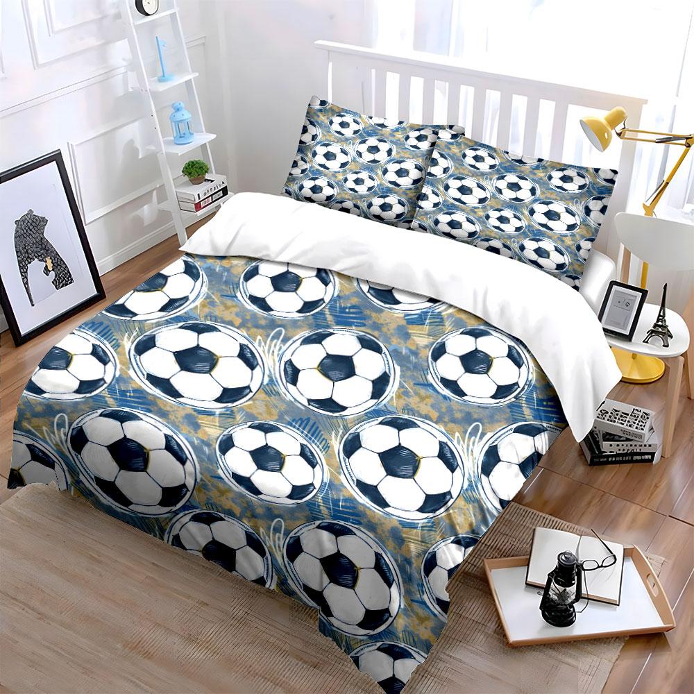 Soccer Ball Pattern Art Bedding Duvet Cover Set (1*Duvet Cover 2*Pillowcases, without duvet insert)