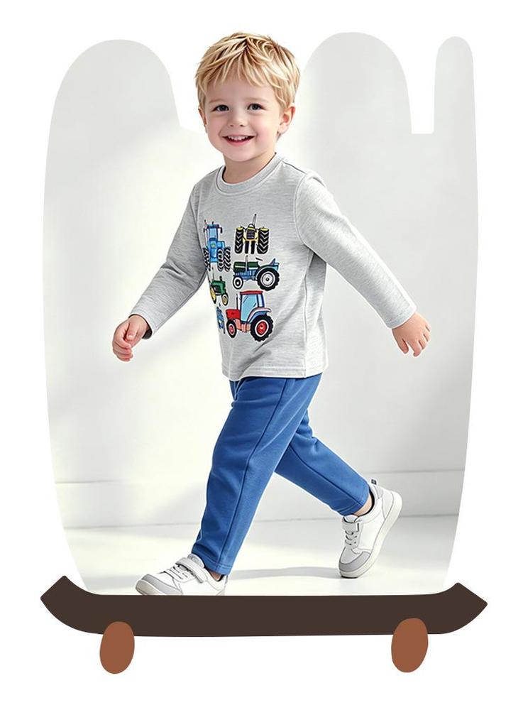 Autumn 2026 Boys' Cartoon Tractor Long-Sleeved T-shirt - European & American Style