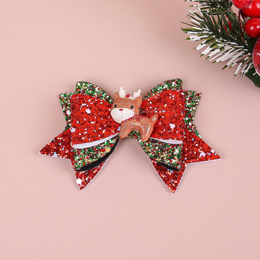 Christmas Party Swallowtail Glitter Bow Hair Clip for Kids